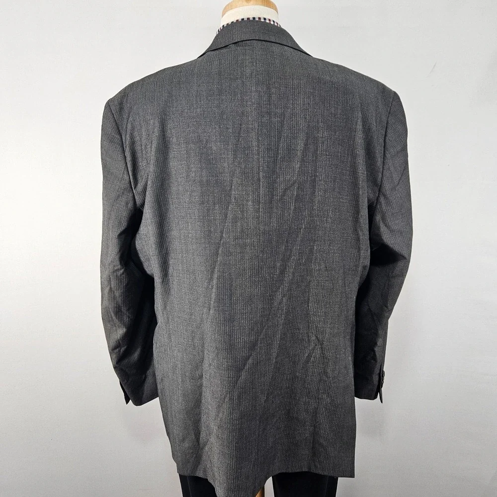 Kenneth Cole Men's Sport Coat Blazer Two Button‎ Gray Herringbone Wool Slim 50L